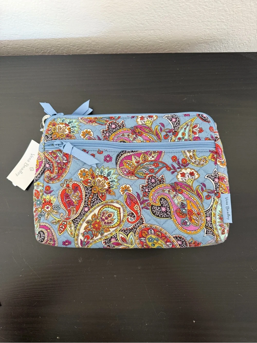 Vera Bradley Blue Paisley Zip Crossbody Pouch
